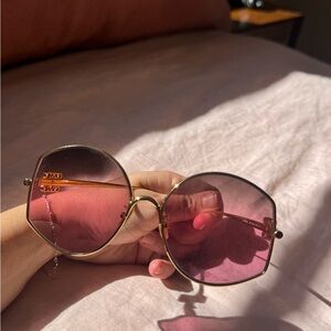 Vintage Gold and Pink Round Sunglasses